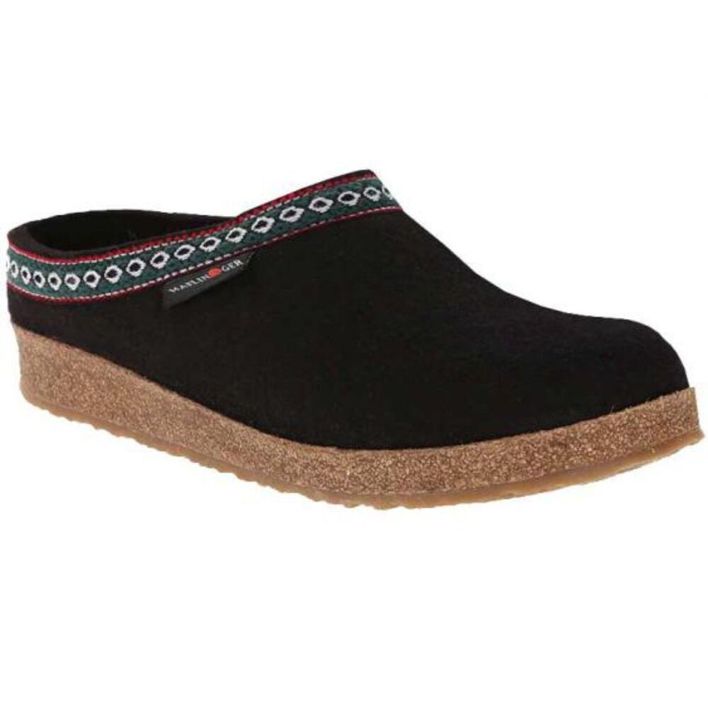 Haflinger GZ15 Classic Wool Grizzly Clog Black (Unisex) 41